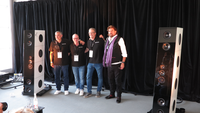 The Audio Physic team with Alan Parsons at the presentation of the new Medeos