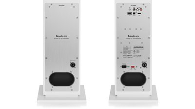 The rear with connection panel of the new activ speakers Audio Pro A48 