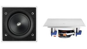 The KEF Ci260ES without and with cover 