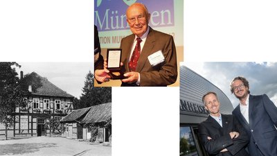 Labor WKL; Fritz Sennheiser with the  Audio Engineering Society's gold medal; Dr. Andreas und Daniel Sennheiser 