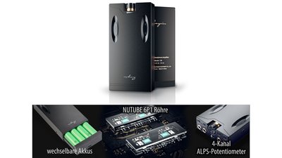 Cayin C9 Features: Removable Batteries; Nutube 6P1 Tube; 4-Channel ALPS Potentiometer 
