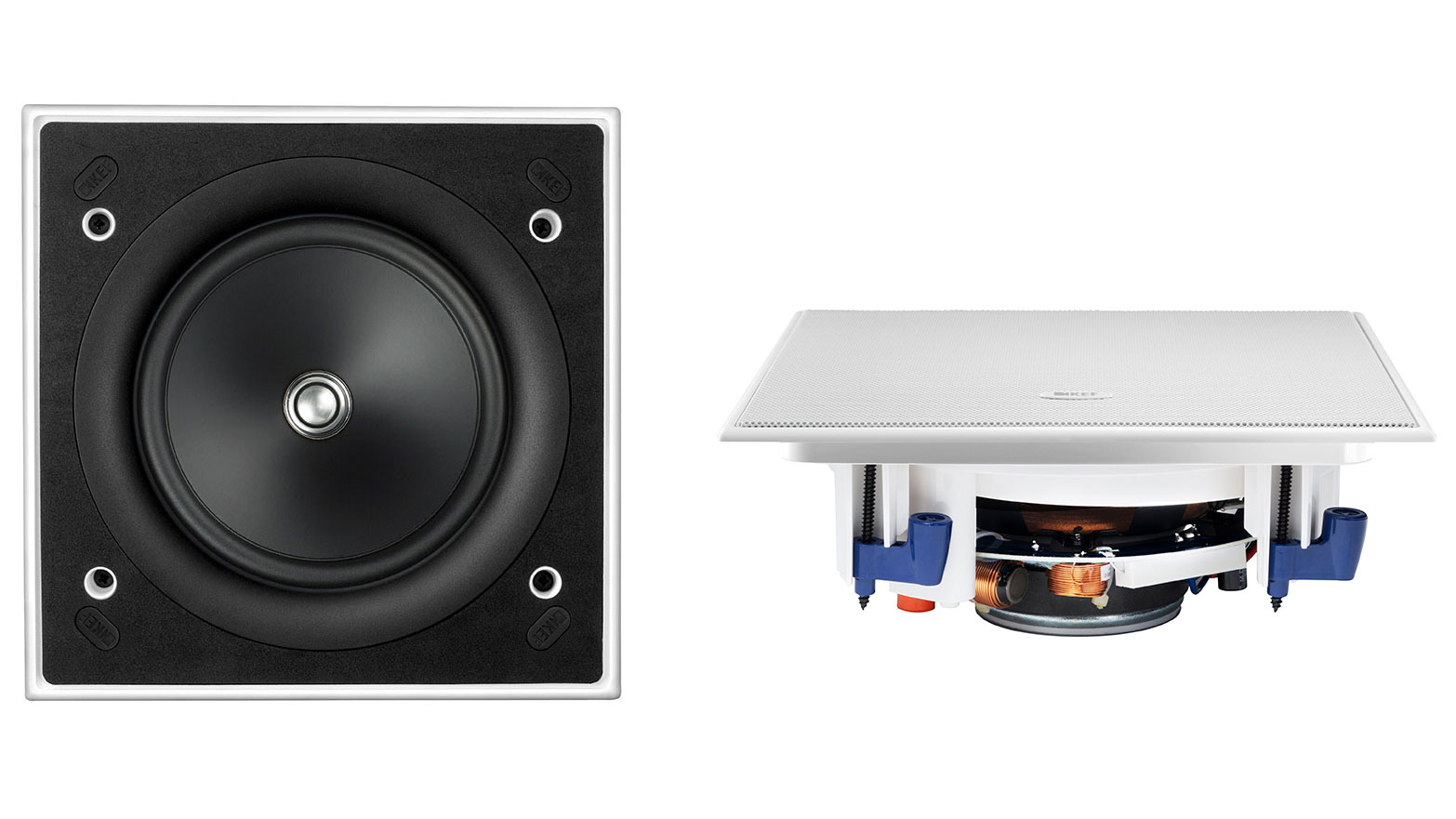 The KEF Ci260ES without and with cover (Image Credit: KEF)