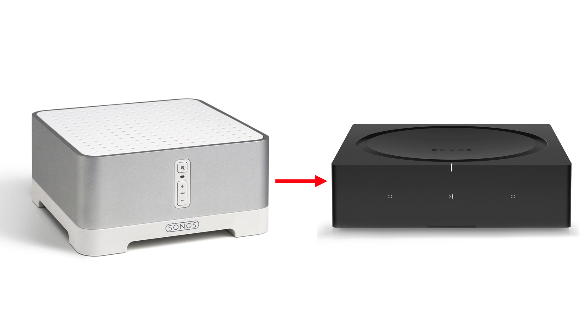 Old "ZP120" (left), new "Amp" (right) (Pictures: Sonos)